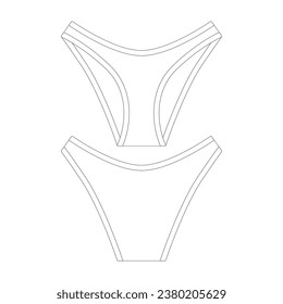 plantilla de alto corte bikini ropa interior ilustración vectorial diseño plano colección de ropa
