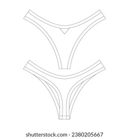 ilustración de vectores de corte alto de la plantilla de la ropa interior de la ropa de diseño plana