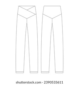 template high waisted crossover legging vector illustration flat design outline clothing collection