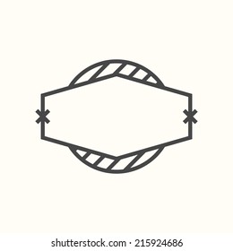 Template for hipster logo. Hexagon with circle. Black and white design. Outline style. Conceptual minimal icon. Use for card, poster, brochure, banner, web. Easy to edit. Vector illustration - EPS10.
