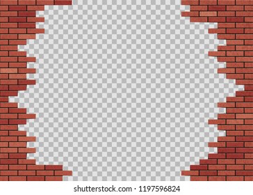 Template hole in red brick wall. Isolated on a transparent background. Stock vector illustration. - Powered by Shutterstock - Get 15% off with code: PIKWIZARD15