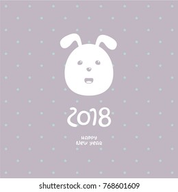 Template for holiday greeting card. Cute dog with lettering. New year decoration. Chinese horoscope.