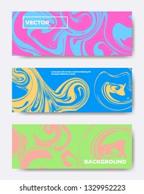 Template with the horizontal banner. Vector illustration with abstract fluid shapes. Suitable for website, presentation, cover layout template design.
