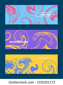 Template with the horizontal banner. Vector illustration with abstract fluid shapes. Suitable for  presentation, cover layout template design.