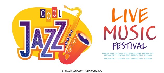 Template for horizontal billboard banner, advertisement for jazz music festival, ticket or program, vector illustration