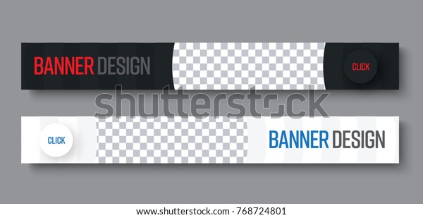 Template Horizontal Black White Web Banners Stock Vector (Royalty Free