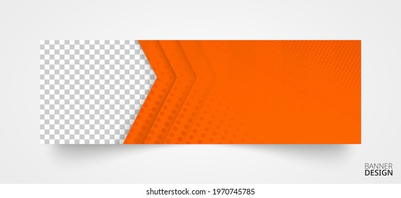Template of horizontal web banner with place for your image. Vector illustration.