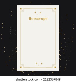 Vorlage für ein Horoskop. Ein elegantes Poster für ein esoterisches zodiaktisches Horoskop für ein Logo oder Poster auf schwarzem Hintergrund mit Sternen