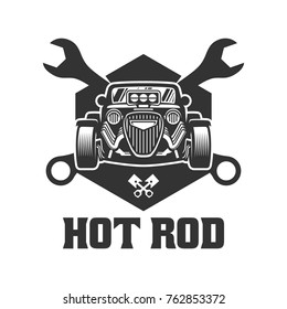 template of Hot Rod car logo, HotRod vector emblem, Vector Hot Rod car logo design, hotrod vector