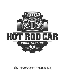 template of Hot Rod car logo, HotRod vector emblem, Vector Hot Rod car logo design, hotrod vector