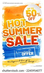 Template for HOT SUMMER SALE with sample text - vector illustration