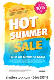 Template for HOT SUMMER SALE with sample text - vector illustration