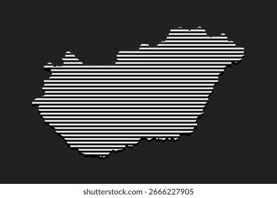 Mapa de Plantilla Hungría de líneas Horizontales grises aisladas sobre fondo. País de Europa para el patrón, diseño, ilustración, infografía. Concepto Abstractas líneas paralelas de mapa de silueta Hungría