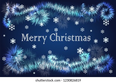 The template of ice pattern or festive Christmas garlands on blue background. EPS10