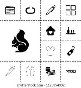 Template icon. collection of 13 template filled and outline icons such as squirrel, lotto, medical cross tag, calendar, love home. editable template icons for web and mobile.