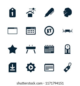 Template icon. collection of 16 template filled icons such as lion, medical cross tag, calendar, house under sun, star. editable template icons for web and mobile.