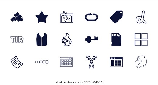Template icon. collection of 18 template filled and outline icons such as tag, mud, sleeveless shirt, browser window. editable template icons for web and mobile.