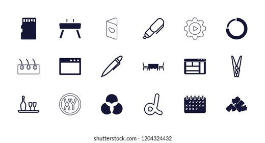 Template icon. collection of 18 template filled and outline icons such as browser window, memory card, restaurant table. editable template icons for web and mobile.