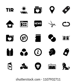 Template icon. collection of 25 template filled icons such as lion, sleeveless shirt, circle intersection, browser window, tag. editable template icons for web and mobile.