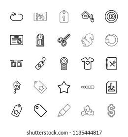 Template icon. collection of 25 template outline icons such as d letter, tag, medical cross tag, reload replay, star, file. editable template icons for web and mobile.