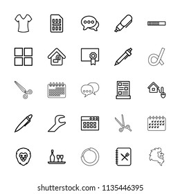 Template icon. collection of 25 template outline icons such as lion, shirt, pen, cube, chat, loading, browser window, home lock. editable template icons for web and mobile.