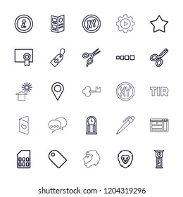 Template icon. collection of 25 template outline icons such as lion, barber scissors, location, medical cross tag, xy, tag, star. editable template icons for web and mobile.