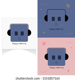Template Icon for Happy Listening. Vector Illustration Design Concept
