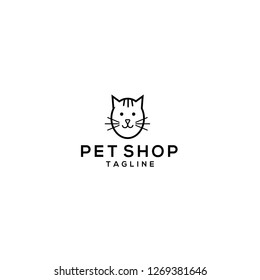 Template icon and logo of cat and dog, pet shop logo template Vector illustration