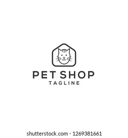 Template icon and logo of cat and dog, pet shop logo template Vector illustration