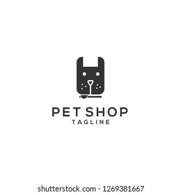 Template icon and logo of cat and dog, pet shop logo template Vector illustration