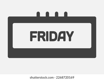 Template icon page calendar, day of the week - Friday. Simple vector object illustration. Date list of month, to-do list pictogram. Concept can be used for presentation, layout, banner, graph