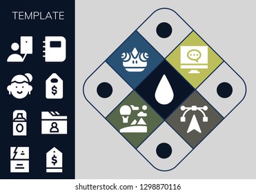  template icon set. 13 filled template icons. Simple modern icons about  - Blur, Business card, Tag, Foundation, Folder, Avatar, Price tag, Selfie, Notebook, Computer, Chameleon