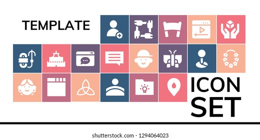  template icon set. 19 filled template icons. Simple modern icons about  - Add, Rope, Avatar, Browser, Triquetra, Convex, Folder, Placeholder, Castle, Chat, Butterfly, Flower
