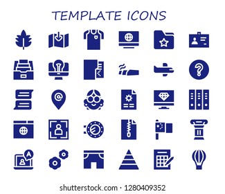  template icon set. 30 filled template icons. Simple modern icons about  - Leaf, Download, Football jersey, Computer, Folder, ID, Marijuana, Airplane, Question mark, Chat, Placeholder