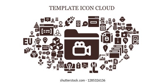  template icon set. 93 filled template icons. Simple modern icons about  - Folder, Music player, Chat, Rose, Browser, Computer, Cobra, Price tag, File, Placeholder, Shorts, Armour