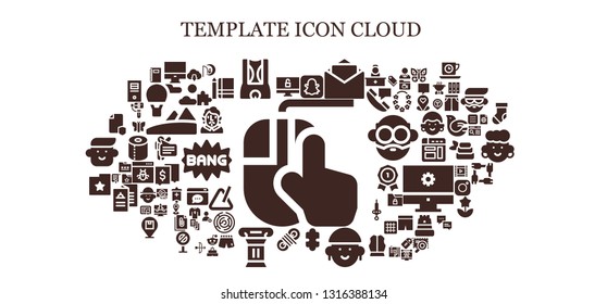 Template Icon Set. 93 Filled Template Icons.  Collection Of - Clicking, Computer, Shorts, Snapchat, Blank, Puzzle, Avatar, Rope, Column, Folder, File, Cloud Download, Dreamworks