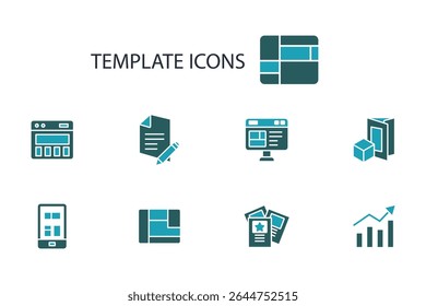 template icon set.vector.Editable stroke.linear style sign for use web design,logo.Symbol illustration.