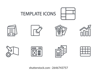 template icon set.vector.Editable stroke.linear style sign for use web design,logo.Symbol illustration.