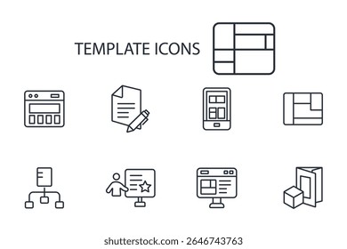 template icon set.vector.Editable stroke.linear style sign for use web design,logo.Symbol illustration.