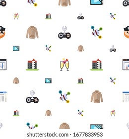 los iconos de la plantilla se muestran sin problemas. Incluido Cheat plana editable, champán, codificación, sudadera, castillo, marketing en medios sociales, íconos de anuncios de banner. iconos de plantilla para web y móvil.