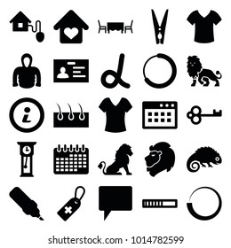 Template icons. set of 25 editable filled template icons such as lion, shirt, hoodie, badge, key, pen, alpha, medical cross tag, chat, loading, browser window, cloth pin