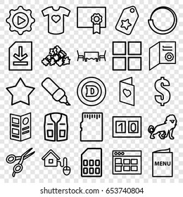 Template icons set. set of 25 template outline icons such as lion, barber scissors, d letter, mud, sleeveless shirt, dollar, play in gear, file, t-shirt with heart, love card