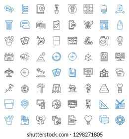 template icons set. Collection of template with rolling wheel, chat, hot air balloon, file, handcraft, ribbon, files, detergent, id card. Editable and scalable template icons.