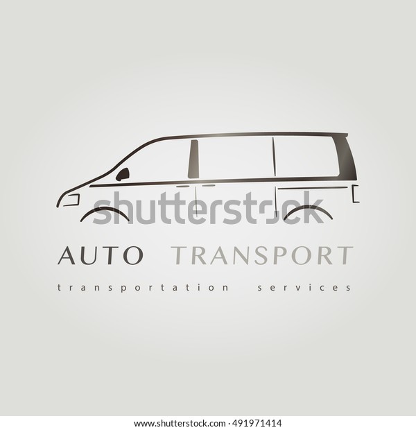 Template of identity for\
Car Company. Logo for  Company. Vector illustration. Minivan flat\
logo.