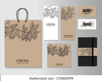 Template identity. Chocolate shop, cocoa take away