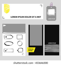 Template of illustration for corporate identity and brand. Set of business documentation with color background.