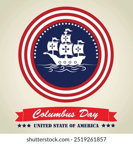 Template illustration design with a theme commemorating Columbus Day. Suitable for collecting assets, templates, etc