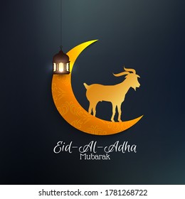 ilustración de plantilla de Eid Adha Mubarak con un ornamento de media luna