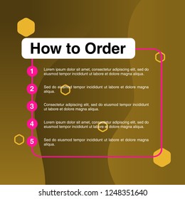 template illustration how to order, format order, Online payment, Payment options, call to action, online shop, social media. Modern design.