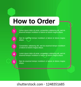 template illustration how to order, format order, Online payment, Payment options, call to action, online shop, social media. Modern design.
